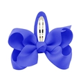 Classic blue grosgrain ribbon bow hair clip with covered metal BB clip for girls - Blue