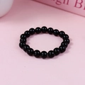 Braccialetto elastico con perline rotonde nere da 6 mm in acrilico per bambini - Nero (#16)