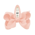 Pink ribbed grosgrain ribbon bow hair clip with fully lined metal BB snap fastener - Pink
