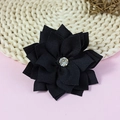 Handmade black layered chiffon flower accessory with a centered rhinestone for DIY crafts - Black