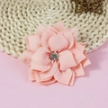 Pink multi-layered chiffon flower accessory with a centered rhinestone for DIY crafts - Light Pink