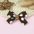 Brown polyester bow with white polka dots for hair accessories and garment DIY - Brown With White Polka Dots (#16)