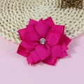 Chiffon rose red layered fabric flower craft accessory with a sparkling rhinestone center - Rose Red