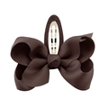 Deep brown 7cm ribbed grosgrain ribbon bow hair clip for girls with fabric wrapped BB clip - Dark Brown