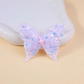 Handmade lavender mesh butterfly with sequins and a pink crystal for DIY hair accessories - Lavender