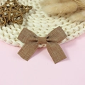 Handmade brown fabric bow accessory with vintage linen texture for hair or clothing decoration - Vintage Brown Cotton Linen Feel (#18)