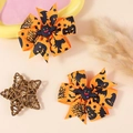 Halloween Haarspangen Set mit Kürbis und Fledermaus Muster für Mädchen in Orange - Orange Fledermaus Kürbis Stil (#1)
