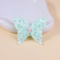 Mint green fabric butterfly accessory with sequins and pink gemstone for DIY crafts - Mint Green