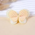 Yellow sequin bow applique with grid lace detail for DIY clothing and accessories - Yellow