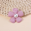 Flor de tela rosa con diamantes y perla blanca para accesorios de cabello DIY - Rosa Intenso (#4)