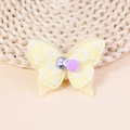 Yellow lace butterfly accessory with silver rhinestone and purple plush ball ornament - Yellow (#5)