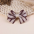 Handgefertigte Stoff-Schleife mit Karomuster in Beige und Braun für Haarschmuck - Kaffee Gelb Gestrickter Streifen Stil (#3)