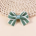 Nœud décoratif en tissu rayé vert et blanc avec un centre en ruban satin bleu - Style Rayé Vert Blanc (#4)