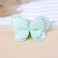 Macaron green sequin butterfly bow accessory with double layered fabric for DIY crafts - Green