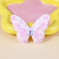 Pink sequin double-layer butterfly accessory with rhinestone center on yellow star plate - Pink