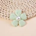 Accessorio fiore a cinque petali in raso verde chiaro con strass e perla bianca centrale - Verde Chiaro (#6)