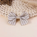 Handmade plaid ribbon bow accessory in beige with dark brown stripes for DIY crafts - Brown Dotted Stripe Style (#5)