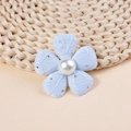 Fiore di stoffa azzurro con trama trapuntata, perle e strass per decorazione - Blu Chiaro (#7)