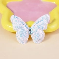Sparkling white sequin double-layered butterfly with teardrop rhinestone for DIY accessories - White (Iridescent Transparent Sequins)