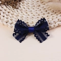 Exquisite dark blue lace bow accessory for handmade DIY hairpins and clothing decor - Navy Lace Hollow Style (#6)