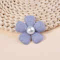 Fiore in tessuto azzurro con trama trapuntata e strass luminosi per accessori fai-da-te - Celeste (#8)