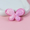 Pink glitter butterfly hair accessory with center diamond for DIY craft projects - Light Pink (#5)