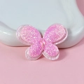 Pink glittery butterfly hair accessory with diamond accent for DIY crafts and hairpins - Pink With White Edge (#6)