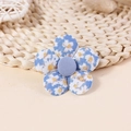 Dettaglio macro del fiore in cotone blu a 5 petali per accessori per capelli fai-da-te - Floreale Blu (#1)