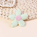 Mint green handmade fabric flower accessory with pink center and sparkling rhinestones - Mint Green (#5)