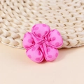 Pink checkered padded fabric five-petal flower accessory with small polka dots pattern - Red