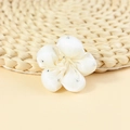 Creamy white satin fabric flower accessory with silver rhinestones for hair clips - Cream White