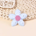 Quilted blue fabric five-petal flower with rhinestones and pink center for DIY crafts - Blue (#6)