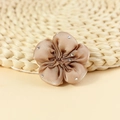 Elegant champagne satin fabric 5-petal flower accessory with sparkling rhinestones for hair - Champagne