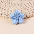 Handmade blue floral fabric five-petal flower DIY accessory with soft cotton filling - Blue Floral (#6)