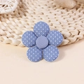 Accessorio fiore in tessuto azzurro fatto a mano con motivo a pois bianchi - Pois Blu Chiaro (#2)