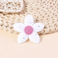White five-petal fabric flower accessory with pink woven center and sparkling rhinestones - Beige (#8)