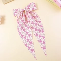 Pink ribbon bow hair clip with purple lollipop patterns and XOXO lettering - Pink Heart Lollipop Print (#3)