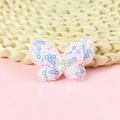 Pink lace butterfly DIY accessory with iridescent blue sequins and white pearls - Pink