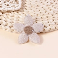 Beige fabric flower accessory with silver rhinestones and a brown woven center core - Coffee (#9)