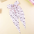 Floral print bow hair clip with purple rose and strawberry patterns in white - Purple Rose and Strawberry Print (#4)