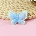 Detail von doppellagigem Stoff-Schmetterlings-Patch mit schillerndem blauem Glitzer - Blau-Grün Verlauf (#1)