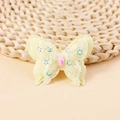 DIY yellow double-layered sequin fabric butterfly accessory with pink faux diamond - Yellow