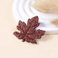 Sparkling dark red maple leaf hair clip accessory for autumn festive decoration - Brown