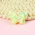 DIY yellow butterfly accessory featuring iridescent sequins and white pearl details - Yellow