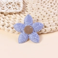 Blue fabric five-petal flower accessory with white embroidery and sparkling rhinestones - Sky Blue (#10)