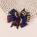 Handmade grosgrain hair bow for kids with colorful alphabet and number print - Black With Numbers Letters