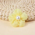 Handmade yellow fabric chiffon flower with pearl center for DIY crafts and clothing decor - Handmade Fabric Flower (FJ455) / Yellow