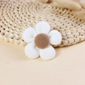 DIY λούτρινο λουλούδι σε μπεζ και καφέ για κλιπ μαλλιών και διακόσμηση ρούχων - Λευκό Λουλούδι με Καφέ Κέντρο (#2)