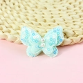 Light blue mesh butterfly accessory with sequins and pearls for DIY crafts - Sky Blue