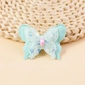 Green sequined double-layer butterfly patch with pink gemstone for DIY hair accessories - Mint Green